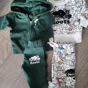 Roots Kids Green and Gray Bottoms Set